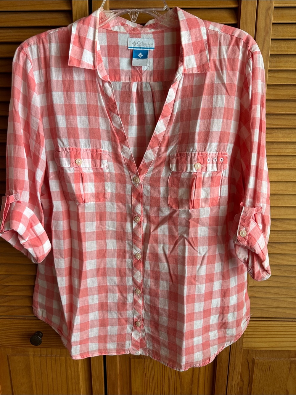Columbia Coral Gingham Button-Down Shirt